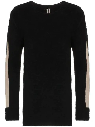 Rick Owens Leather Panel Jumper In Black