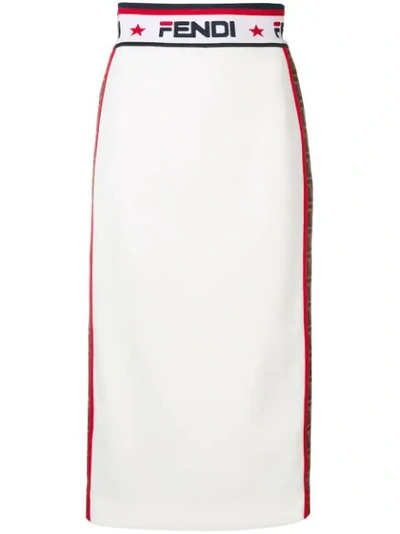 Fendi Jacquard Midi Skirt In White