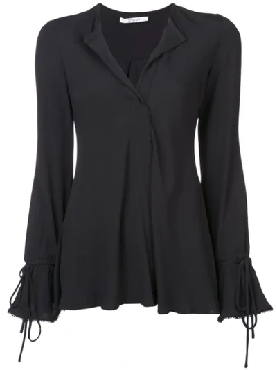 Derek Lam 10 Crosby Bell Sleeves V-neck Blouse In Black