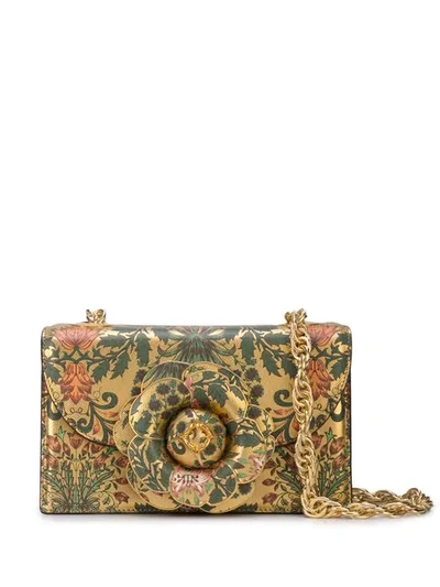 Oscar De La Renta Mini Tro Print Shoulder Bag In Gold Multi