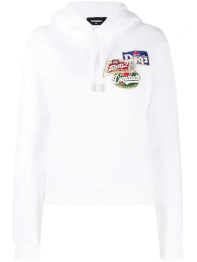 Dsquared2 Logo Patch Hoodie In White