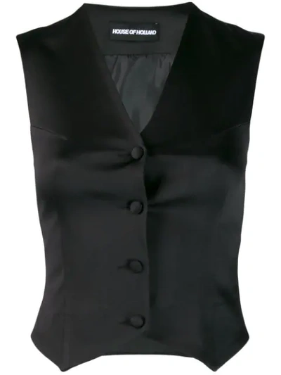 House Of Holland Classic Fitted Waistcoat In Black