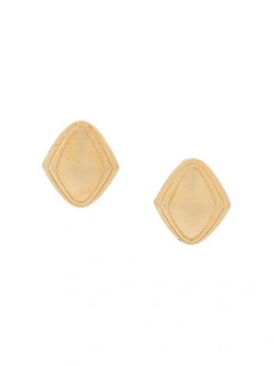 Pre-owned Monet '1980s Rhombus Clip-on Earrings In Gold