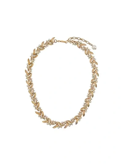 Pre-owned Susan Caplan Vintage 1960's Trifari Leaf Necklace In Gold