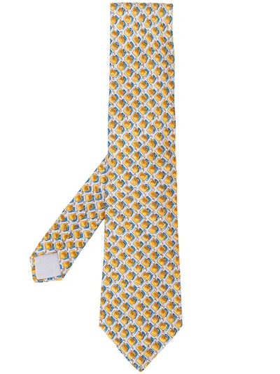 Pre-owned Hermes 2000s  Patterned Tie In Yellow