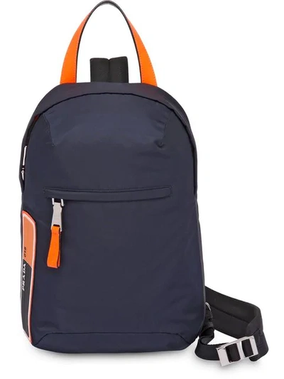 Prada Nylon One Shoulder Backpack In Blue