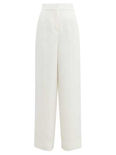 Roksanda Pleated Cady Straight-leg Pants In Ivory