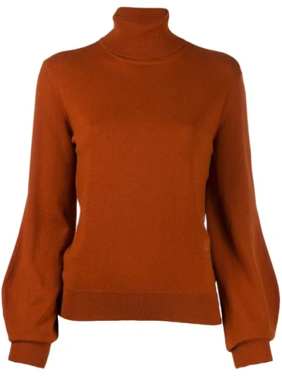 Chloé Iconic Roll-neck Cashmere Sweater In Brown
