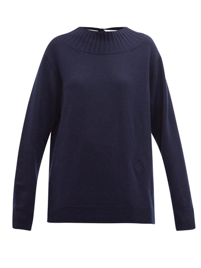 Chloé Iconic Open-back Cashmere Sweater In Blue