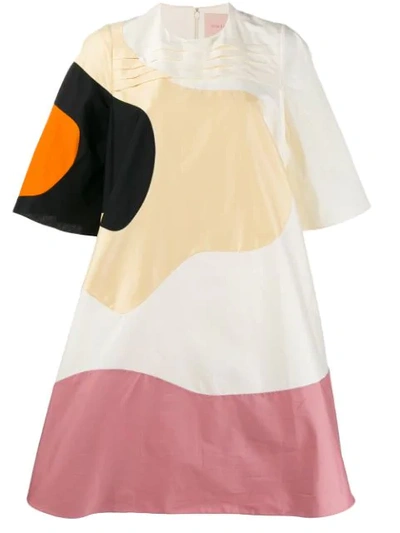 Roksanda Shayla Patchwork Cotton-blend T-shirt Dress In Neutrals