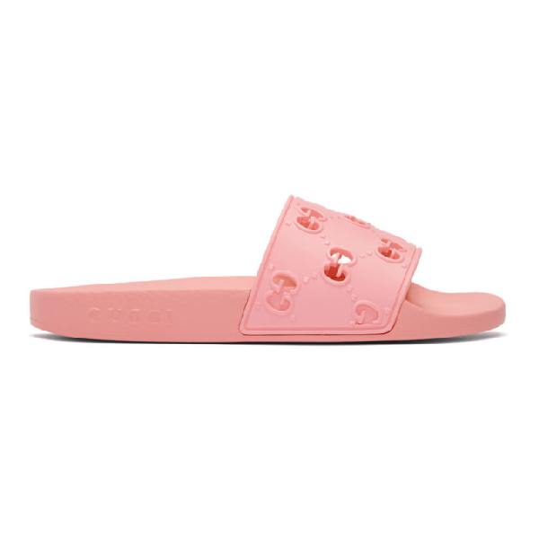 Gucci Women's Rubber Gg Slide Sandal In Pink ModeSens