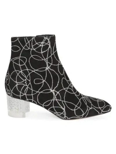 Alaïa Suede Crystal Plexi-heel Booties In Black
