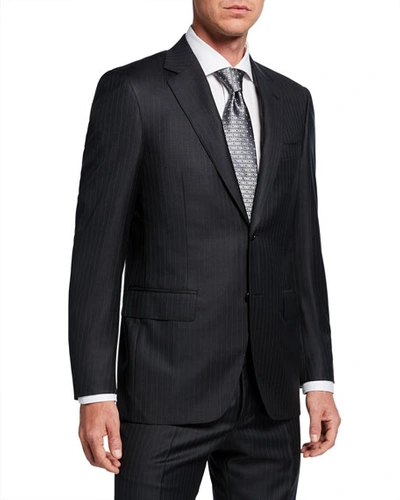 Canali Men's Pinstriped Two-piece Wool Suit In Charcoal