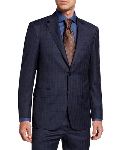 Canali Men's Windowpane Two-piece Wool Suit In Blue
