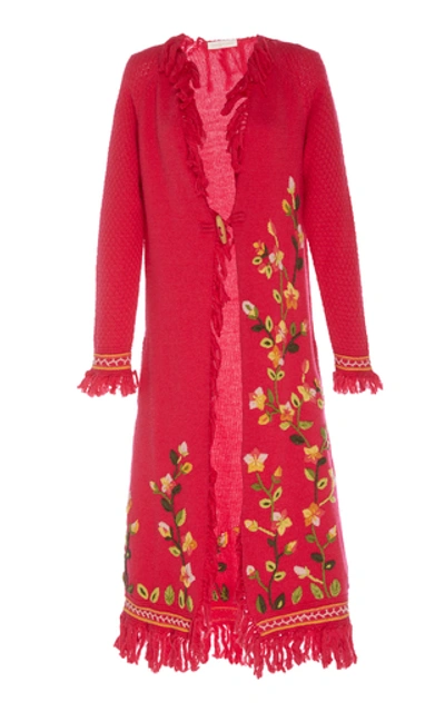 Loveshackfancy Valencia Floral Embroidered Duster In Red