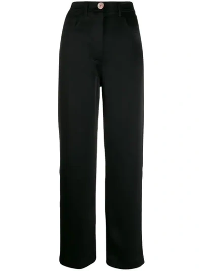 Nanushka Marfa Wide High-rise Satin Trousers In Black