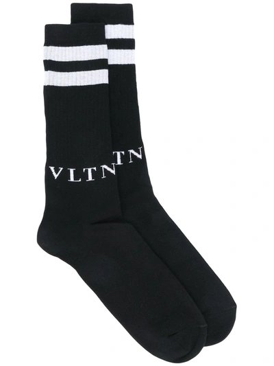 Valentino Vltn Logo Socks In Black