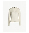Theory Pointelle Ribbed Stretch-jersey Cardigan In Ecru