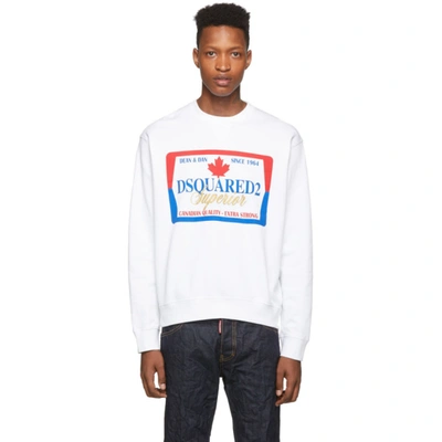 Dsquared2 Graphic-print Cotton-jersey Sweatshirt In White