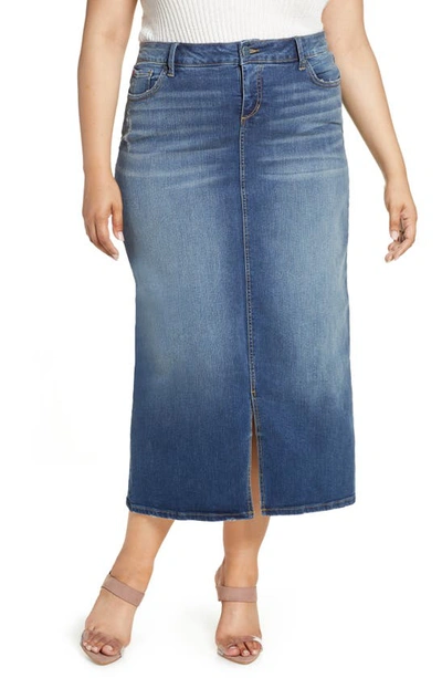 Slink Jeans Long Denim Skirt In Ruby - Medium Wash