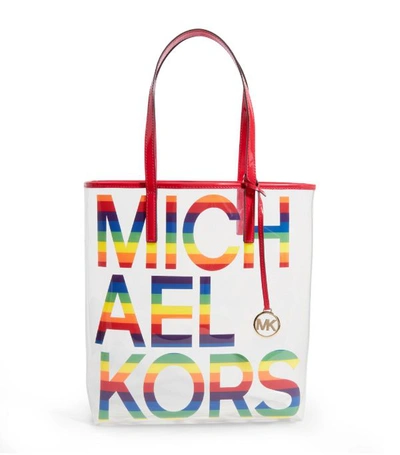 Michael Michael Kors The Michael Large Clear & Rainbow Tote In Rainbow