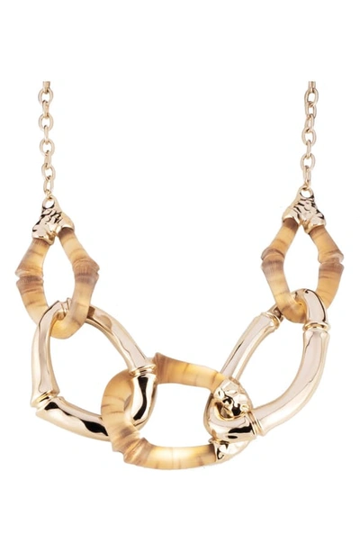 Alexis Bittar Bamboo Carved Link Necklace In Gold Bamboo