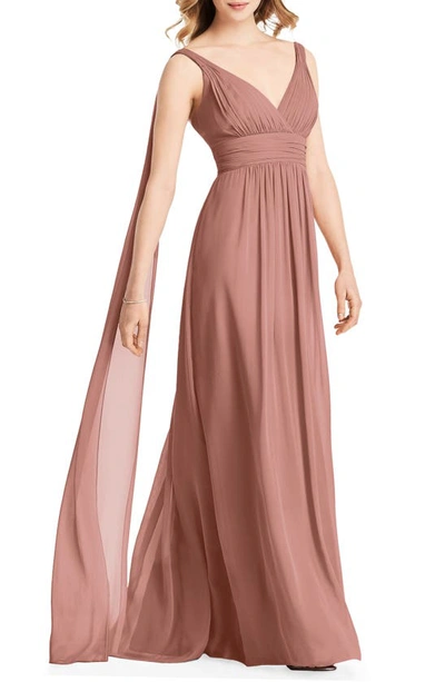 Jenny Packham Streamer Back Chiffon Gown In Desert Rose