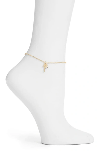 Argento Vivo Palm Tree Charm Anklet In Gold