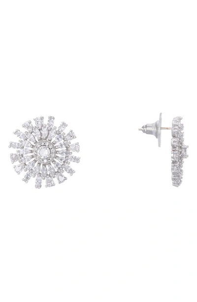 Nina Geo Flower Stud Earrings In Crystal
