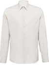 Prada Logo Slim Fit Cotton Shirt In White