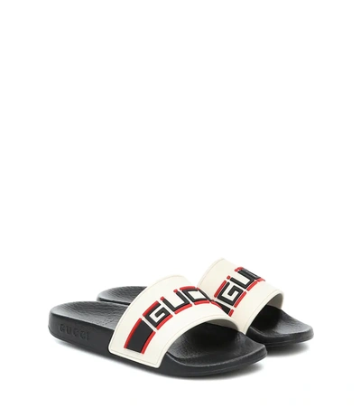 Gucci Kids' Logo-embellished Rubber Slides In White | ModeSens