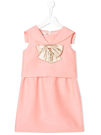 Gucci Children's Cotton Silk Dress With Bow In Pink