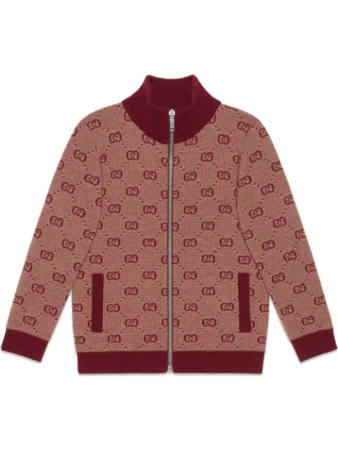 Gucci Kids' Children's Gg Wool Cardigan In Red | ModeSens