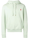 Ami Alexandre Mattiussi Hoodie Sweatshirt With Red Ami De Coeur Patch In Green