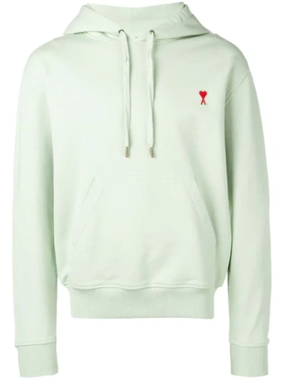 Ami Alexandre Mattiussi Hoodie Sweatshirt With Red Ami De Coeur Patch In Green