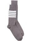 Thom Browne 4-bar Stripe Socks In Grey