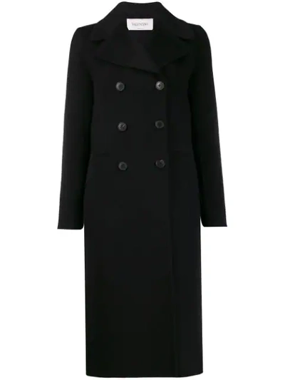 Valentino Cashmere Double-breasted Coat In Black