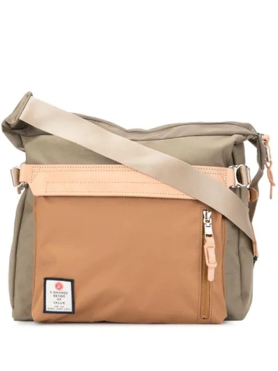 As2ov Contrast Panel Shoulder Bag In Brown
