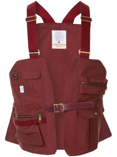 As2ov Shrink Camp Waistcoat In Red
