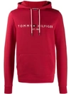 Tommy Hilfiger Embroidered Logo Hoodie In Red