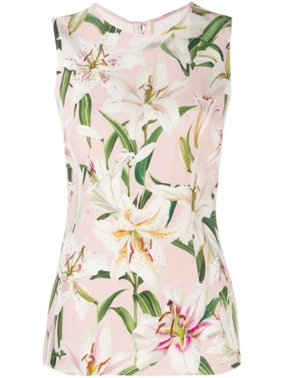 Dolce & Gabbana Floral Waistcoat Top In Pink