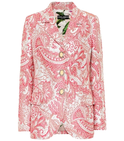 Dolce & Gabbana Metallic Silk-blend Jacquard Jacket In Pink