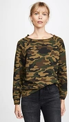 Nili Lotan Luka Scoop Neck Sweatshirt In Green Camouflage Print