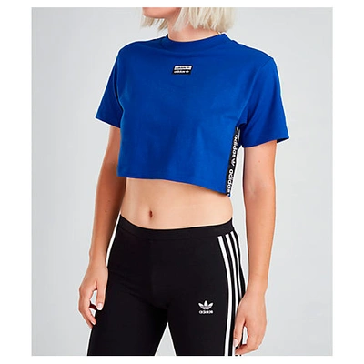 Adidas Originals Adidas Women's Originals Tape Crop T-shirt In Blue