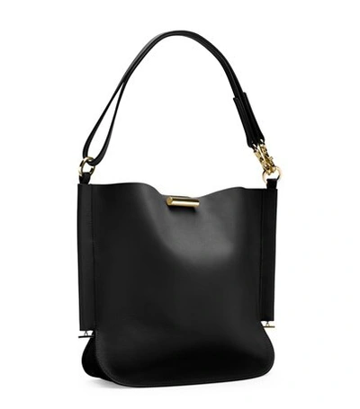 Stuart Weitzman Small Dorian Leather Crossbody Bag In Black Leather