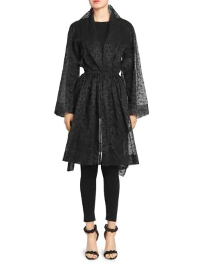 Alaïa Silk Organza Floral Topper Dress In Noir