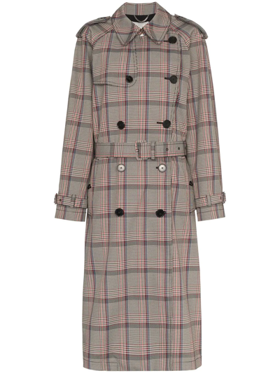 Stella Mccartney Prince Of Wales-check Wool Trench Coat In Black