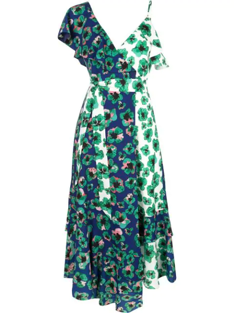 multi print wrap dress