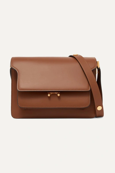 Marni Trunk Leather Shoulder Bag In Brown