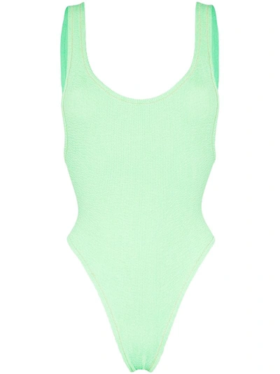 Reina Olga Ruby Seersucker One Piece Swimsuit In Green